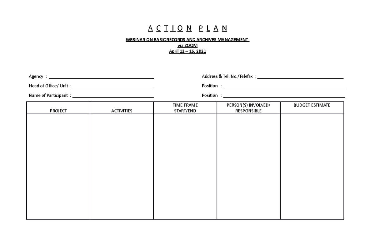 A C T I O N P L A N - notes - A C T I O N P L A N WEBINAR ON BASIC ...