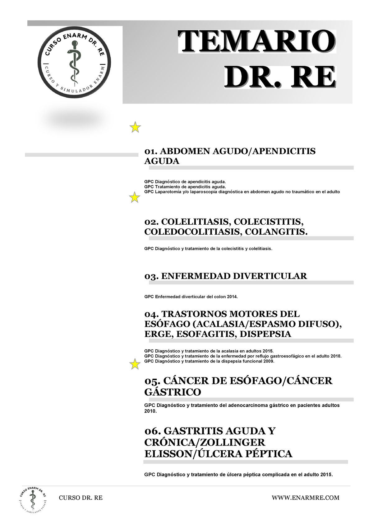 Temario Enarm 2024 CURSO DR. RE WWW.ENARMRE CIRUGÍA GENERAL TEMARIO