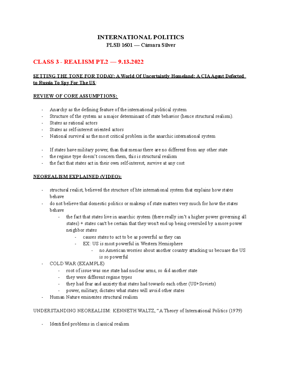 Silverintlpoliticswk 2 - INTERNATIONAL POLITICS PLSB 1601 — Cámara ...