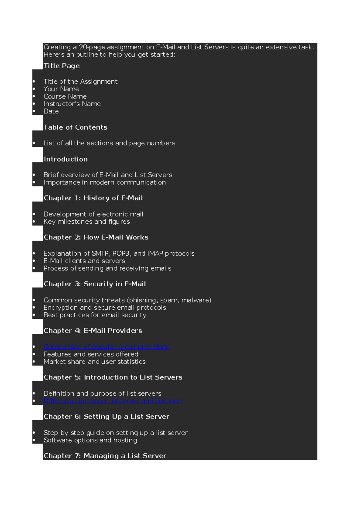 Creating a 20 - uvuhbijojn - Creating a 20-page assignment on E-Mail ...