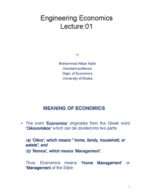 Eco Math Lec 2 and 3 - The Economic Problem: Scarcity and Choice - by ...
