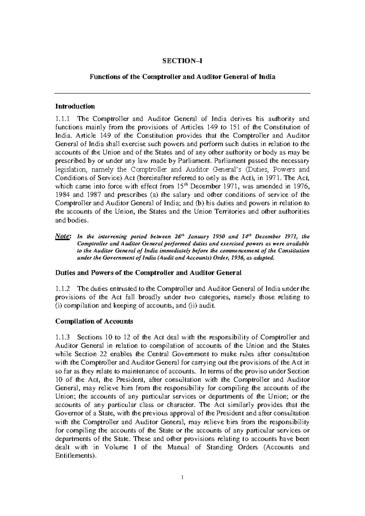 Present Msosections I II 202007 21122442 - SECTION–I Functions of the ...