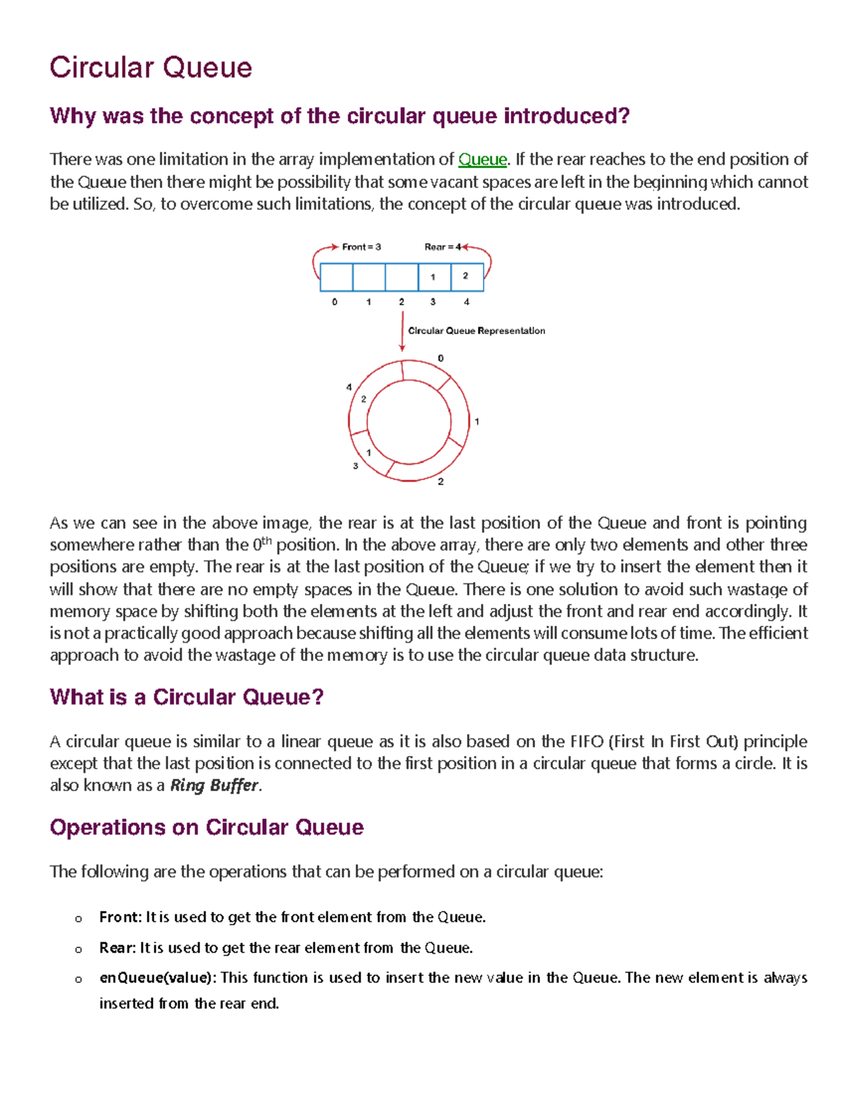 Circular Queue - Circular Queue Why was the concept of the circular ...