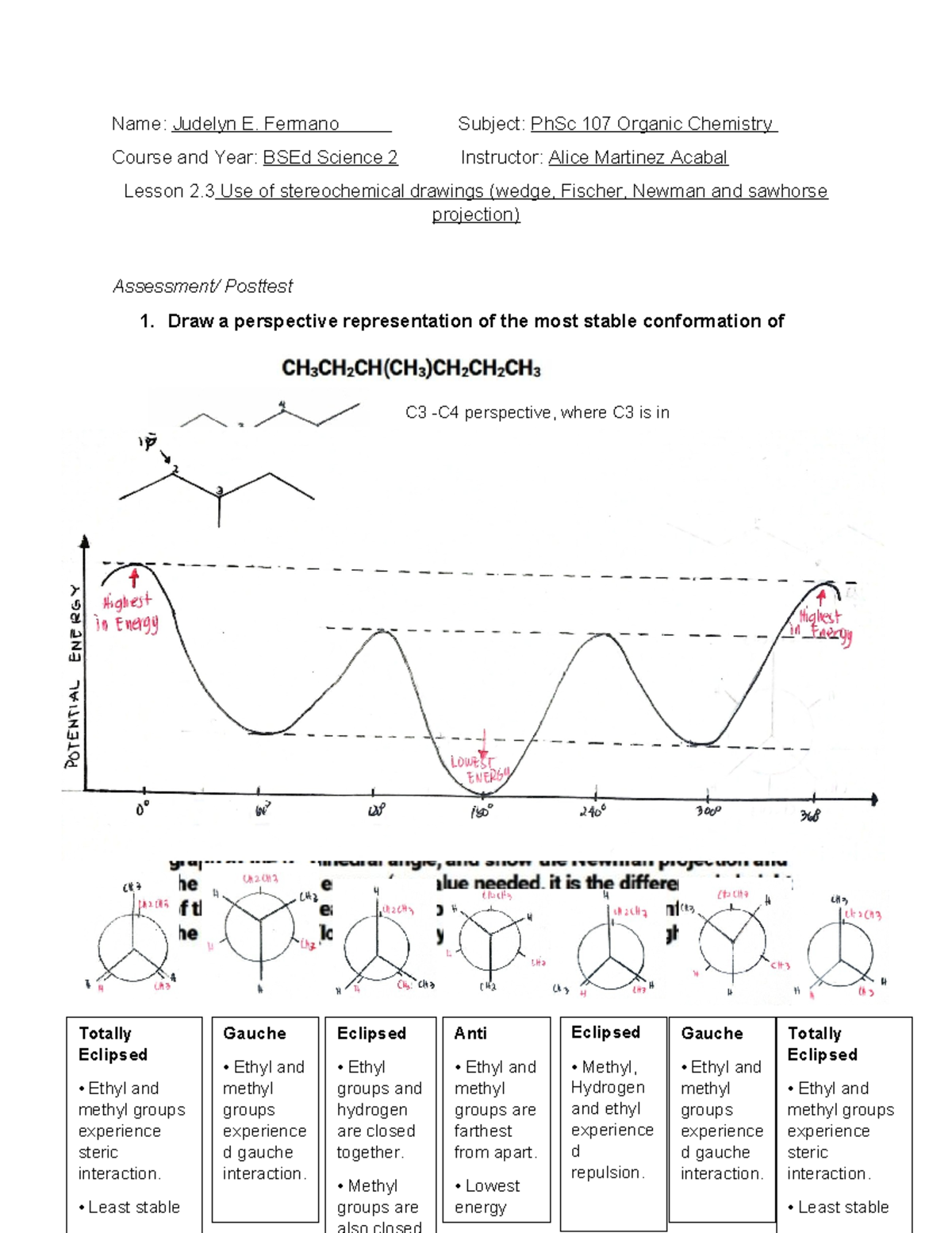Chem 127n - science - Name: Judelyn E. Fermano Subject: PhSc 107 ...