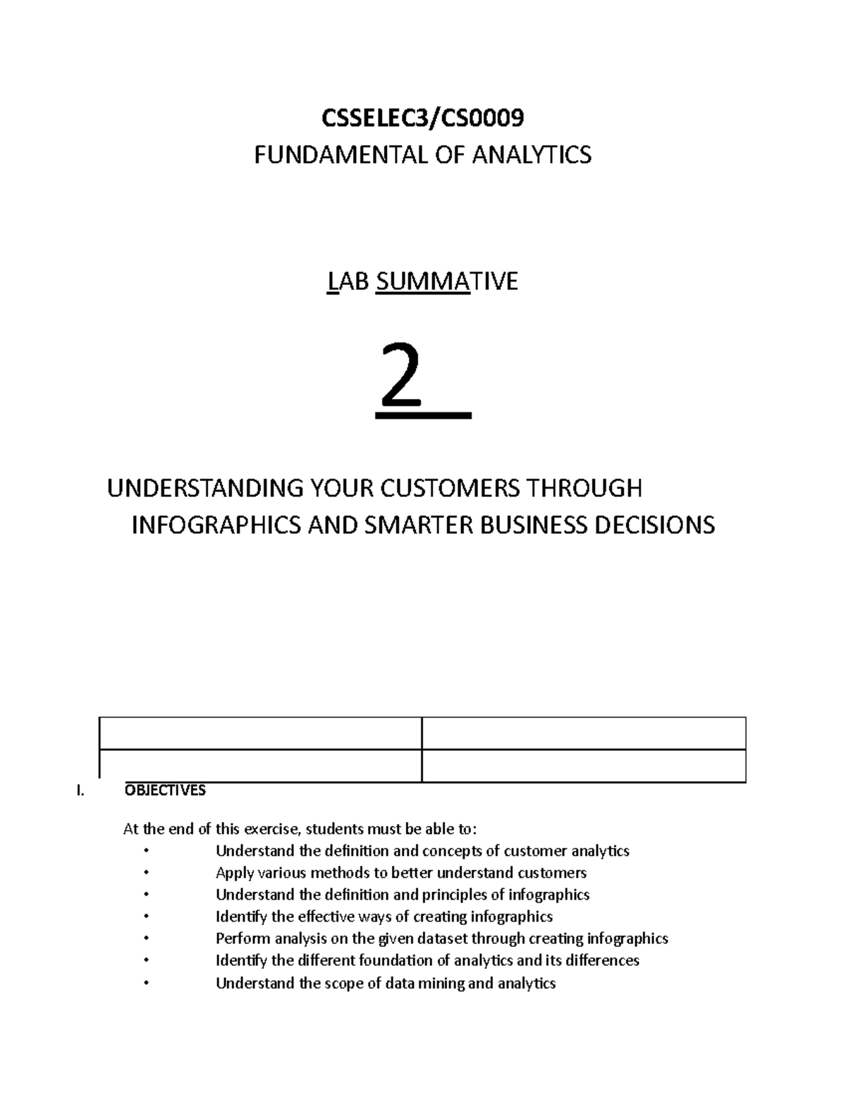 Business Analytics Summative 2 - CSSELEC3/CS FUNDAMENTAL OF ANALYTICS ...