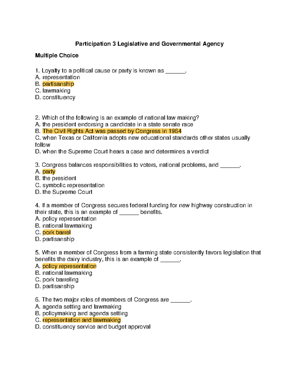 Partcipation Three - Participation - Participation 3 Legislative And  Governmental Agency Multiple - Studocu