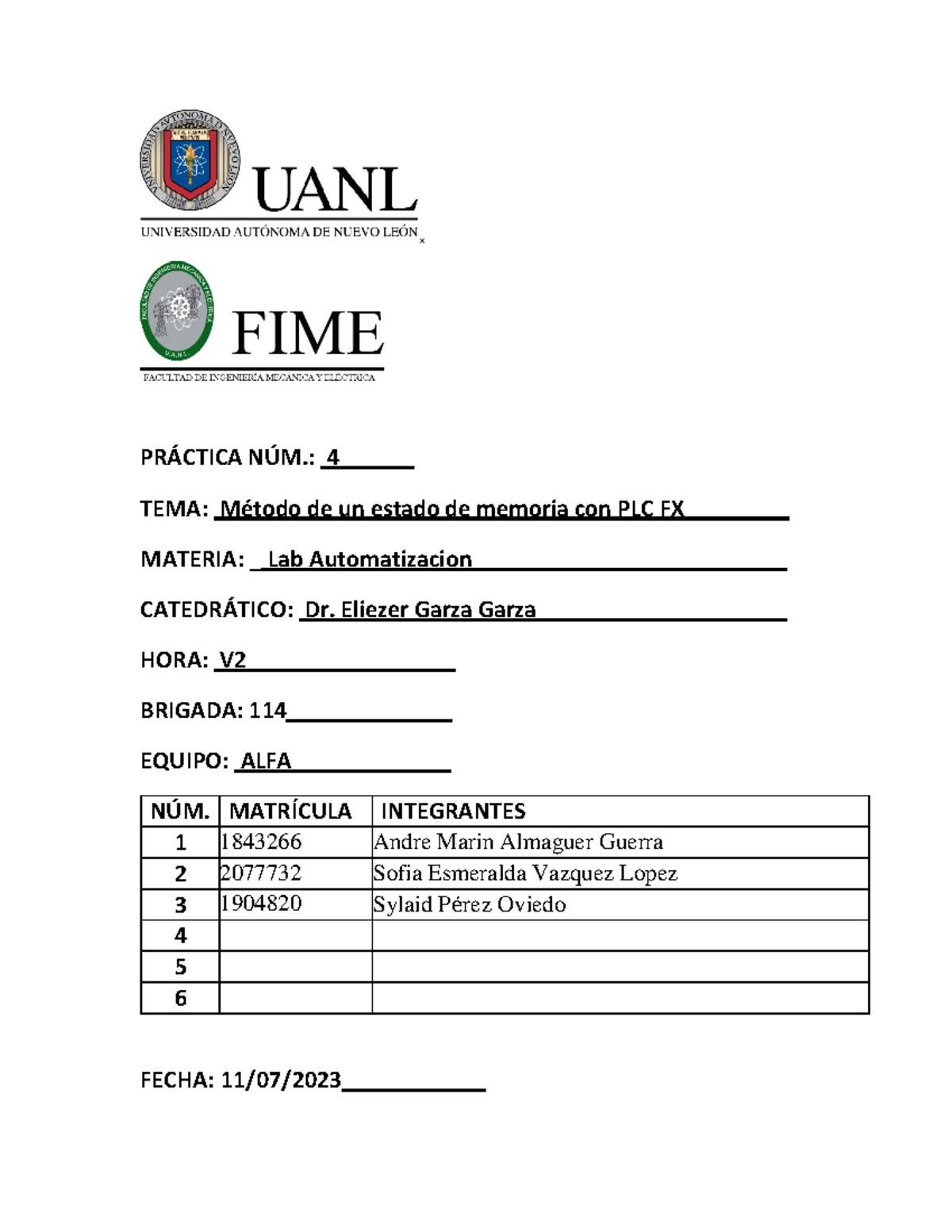 Practica 4 Lab Auto n/a automatizacion y robotica Studocu