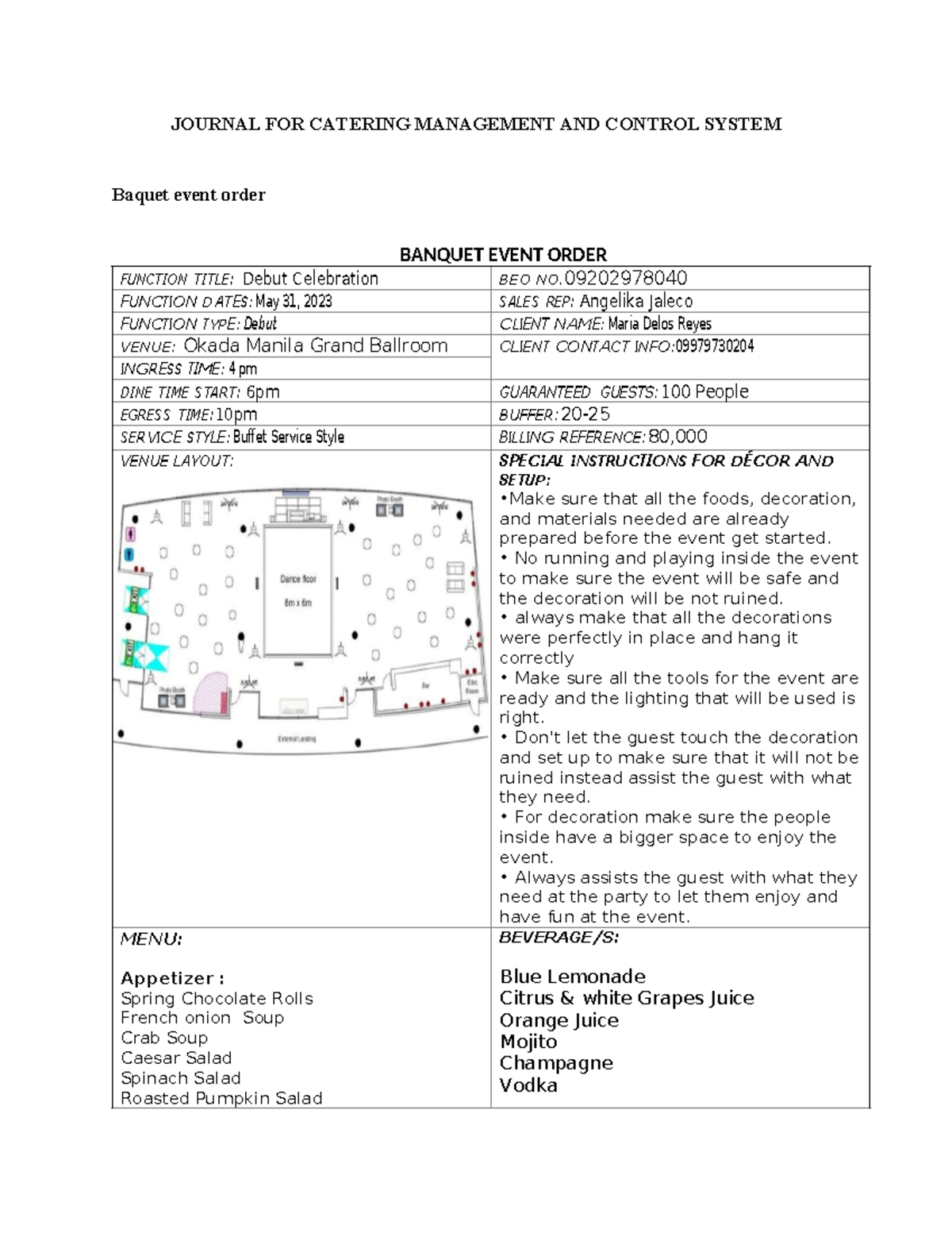 Journal FOR Catering Management AND Control System - JOURNAL FOR ...