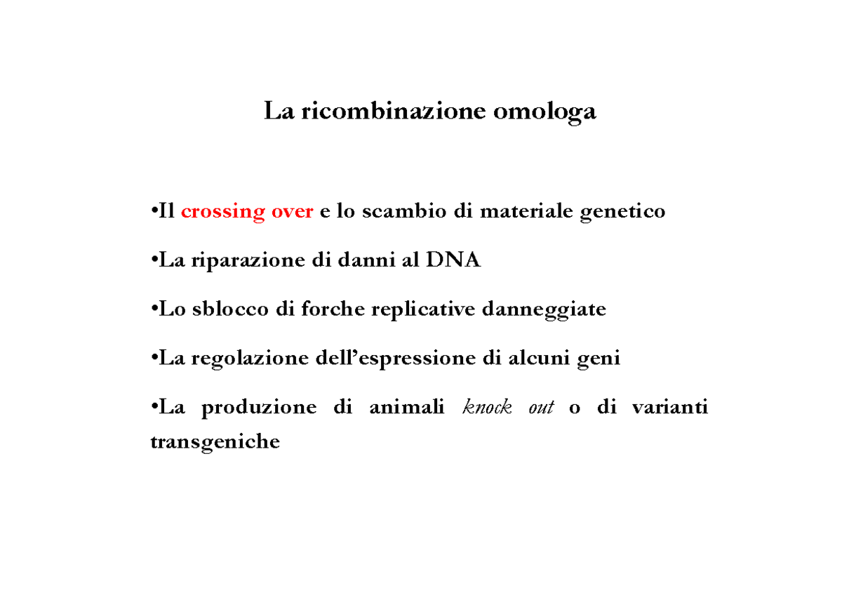 L7 omologa La omologa /Il crossing over e lo scambio di L7 omologa La omologa /Il crossing over e lo scambio di