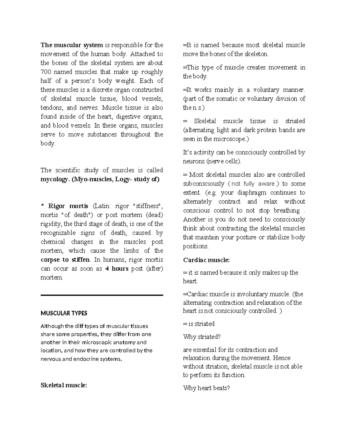 MS-anaphylec-outline - The muscular system is responsible for the ...