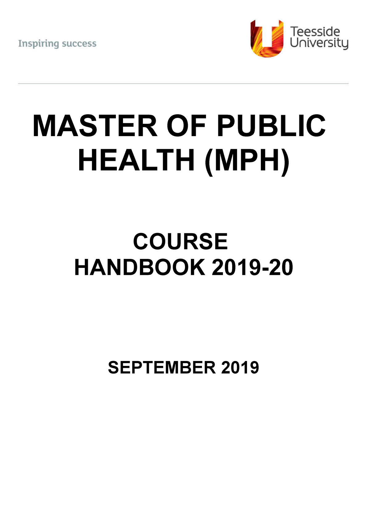 Master OF Public Health Programme Handbook 2019-20 August V 3 Amends ...