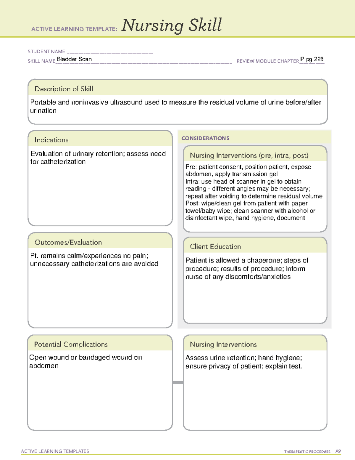 Bladder Scan - ACTIVE LEARNING TEMPLATES THERAPEUTIC PROCEDURE A ...