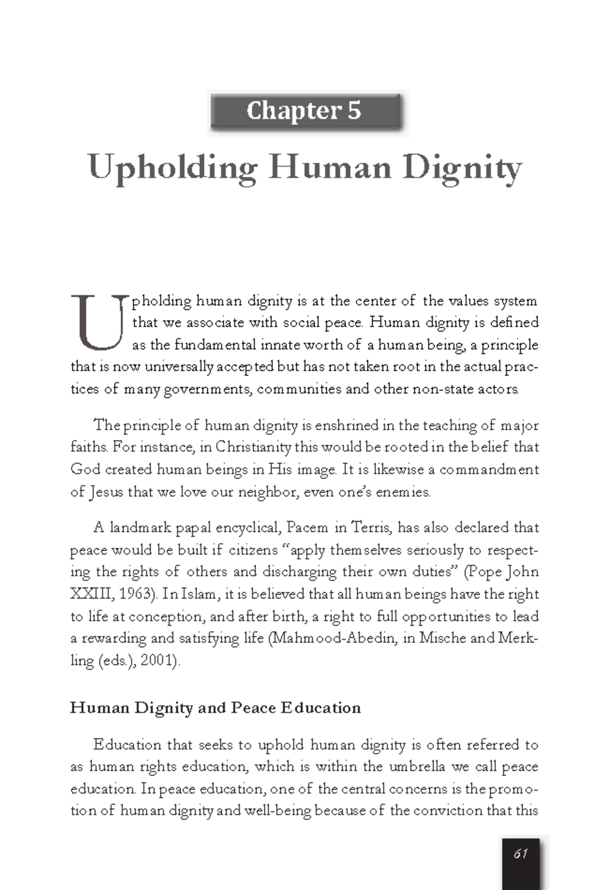 Upholding human dignity - PEACE EDUCATION: A Pathway to a Culture of ...