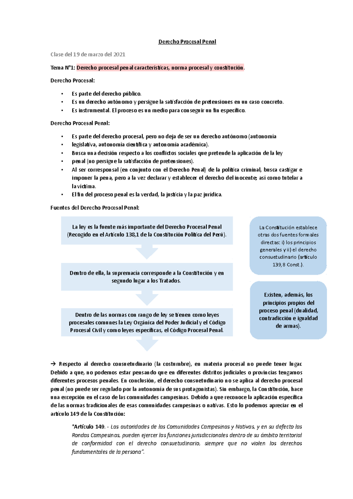 Clase 1 de apuntes de los cursos de derecho - Derecho Procesal Penal ...
