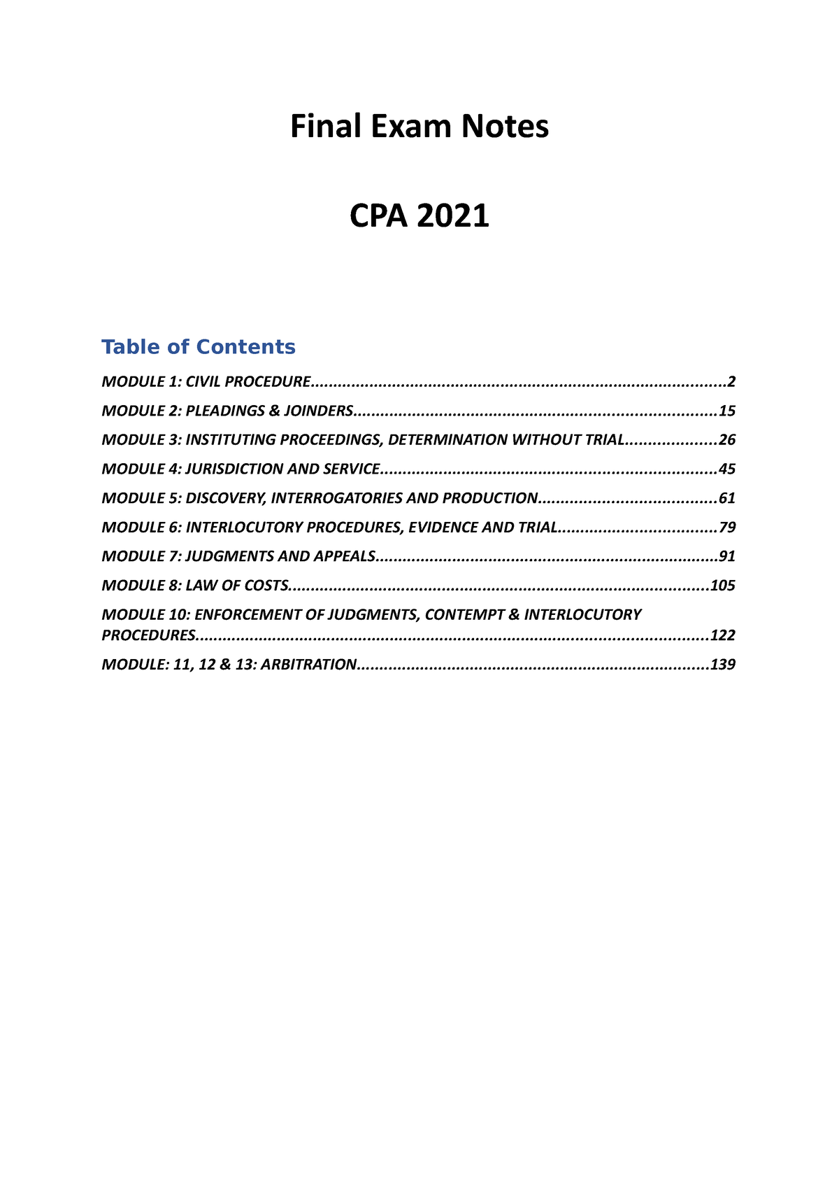 Final EXAM Notes CPA - Final Exam Notes CPA MODULE 1: CIVIL - Studocu