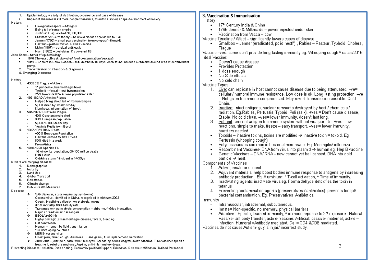 Epi Cheat Sheet - Epidemiology = study of distribution, occurrence and ...