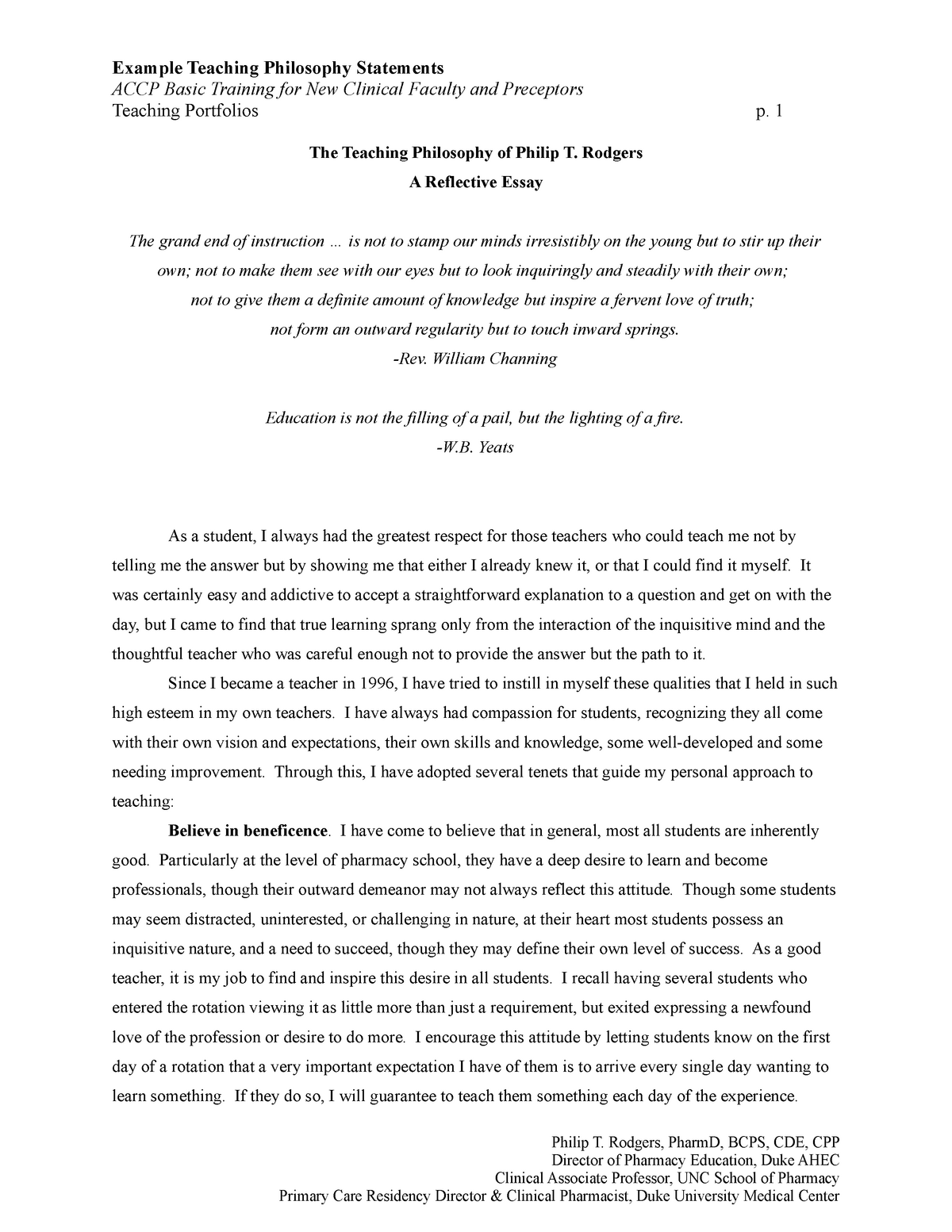 reflective essay about teaching experience