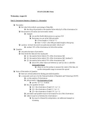 Statistics 2332 4th exam notes pt 1 - STAT 2332 - Studocu