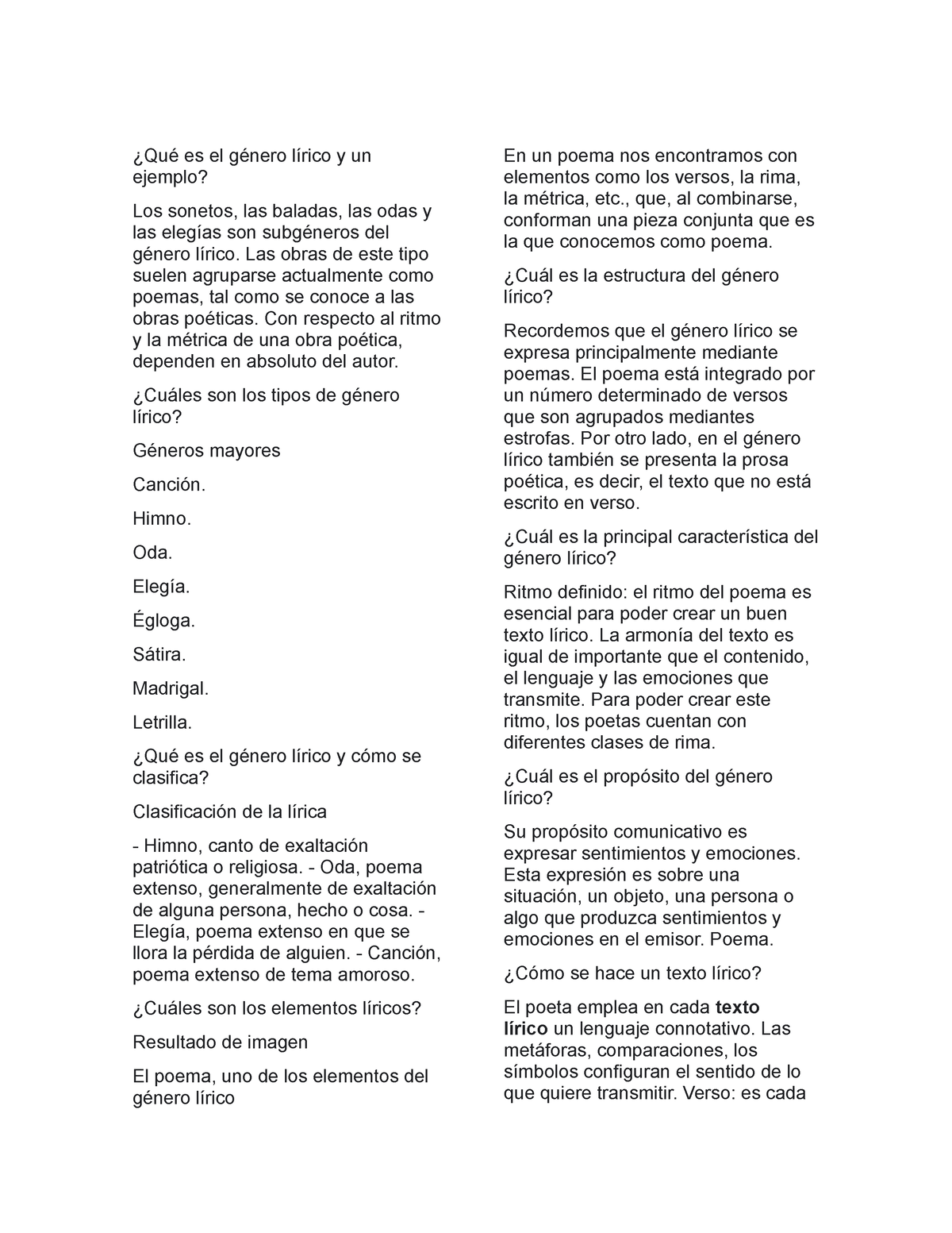 EL género lírico Grado 6° - ¿Qué es el género lírico y un ejemplo? Los ...