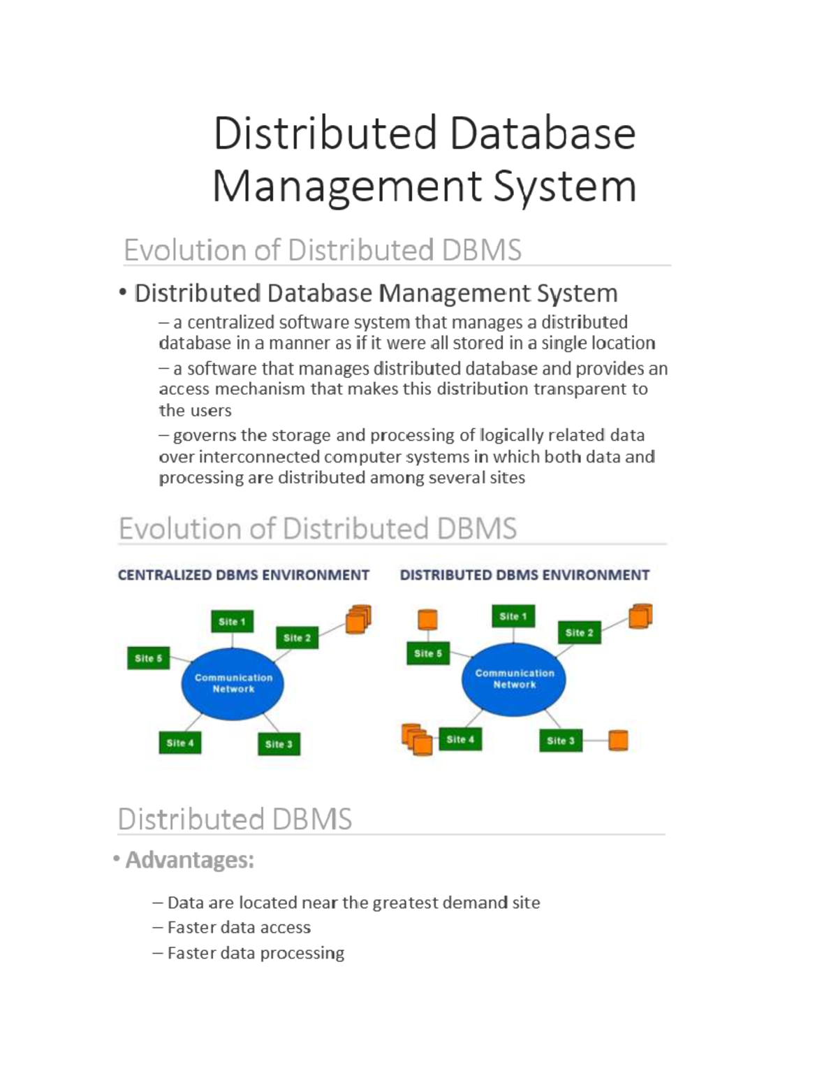 Module 1 - Evolution of Distributed DBMS - Information Technology - Studocu