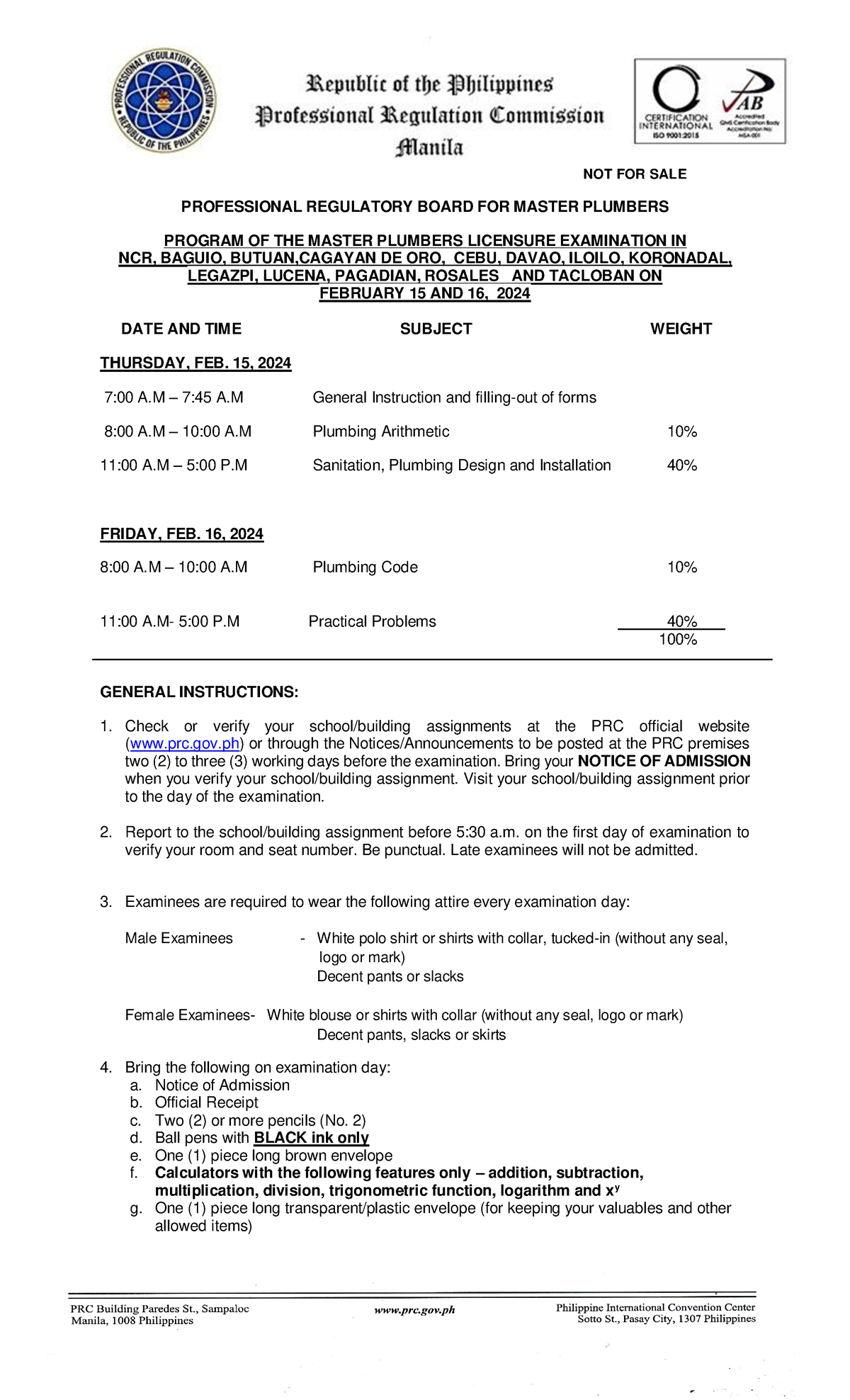 FEB 2024 EXAM Program Feb 2024 mple NOT FOR SALE PROFESSIONAL