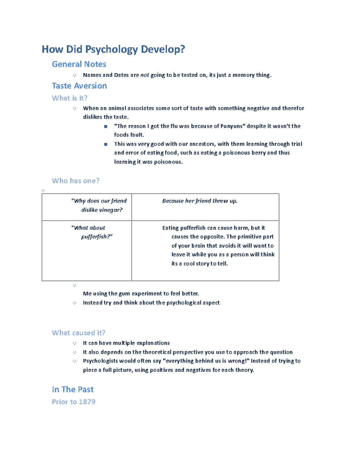 Psych 1001 history 1 - How Did Psychology Develop? General Notes Names ...