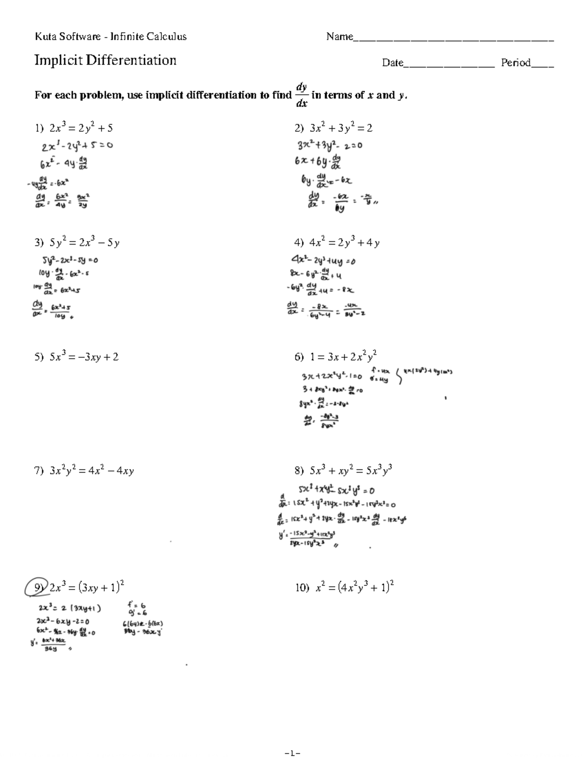 03 - Implicit Differentiation - ©u E 2 a 0 N 1 D 3 J XKbuttrau ...