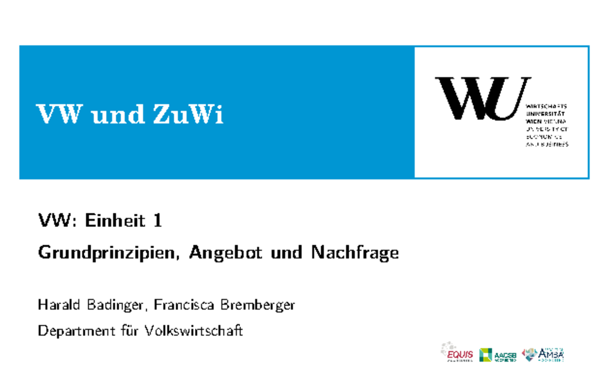 VW U1-1 Modul 1 - VW und ZuWi VW: Einheit 1 Grundprinzipien, Angebot ...