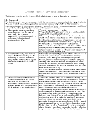 Period Two Key Concept Framework Filled In-2 - APUSH PERIOD TWO (1607 ...