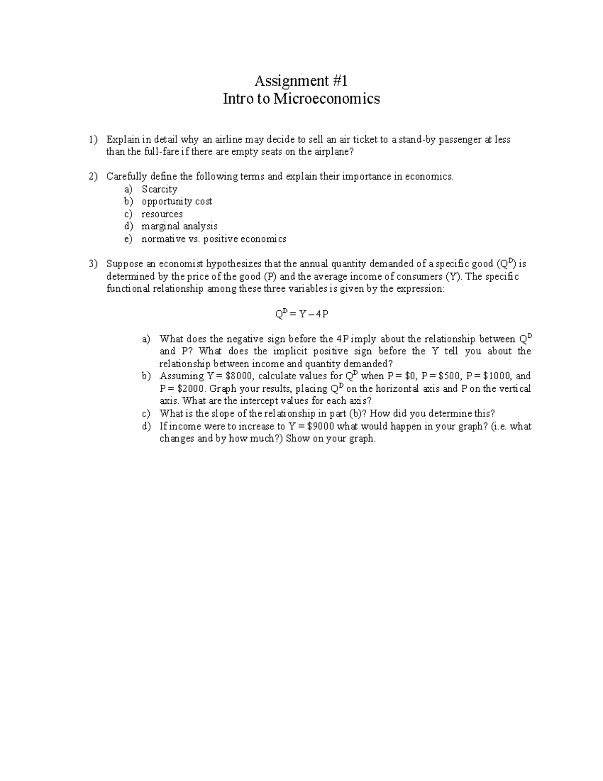 economics assignment term 1