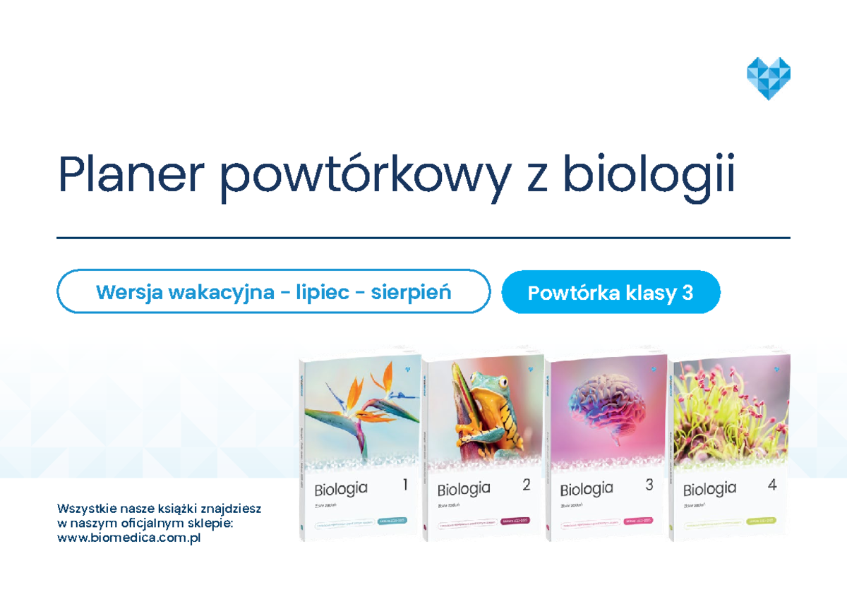 Biologia wakacyjny planer powtorkowy po klasie 3 - Planer powtórkowy z