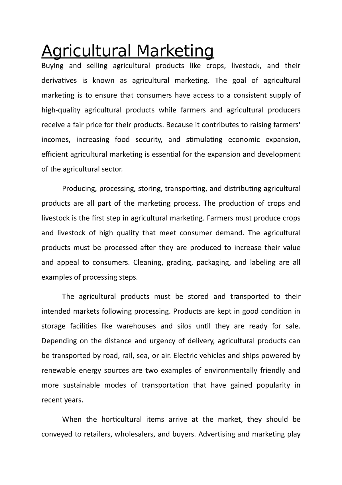 thesis on agricultural marketing