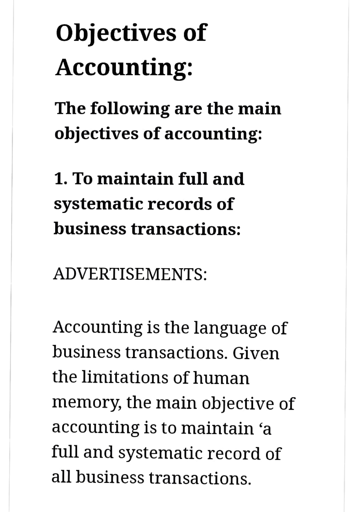 Objectives Of Accounting Objectives Of Accounting The Following Are 