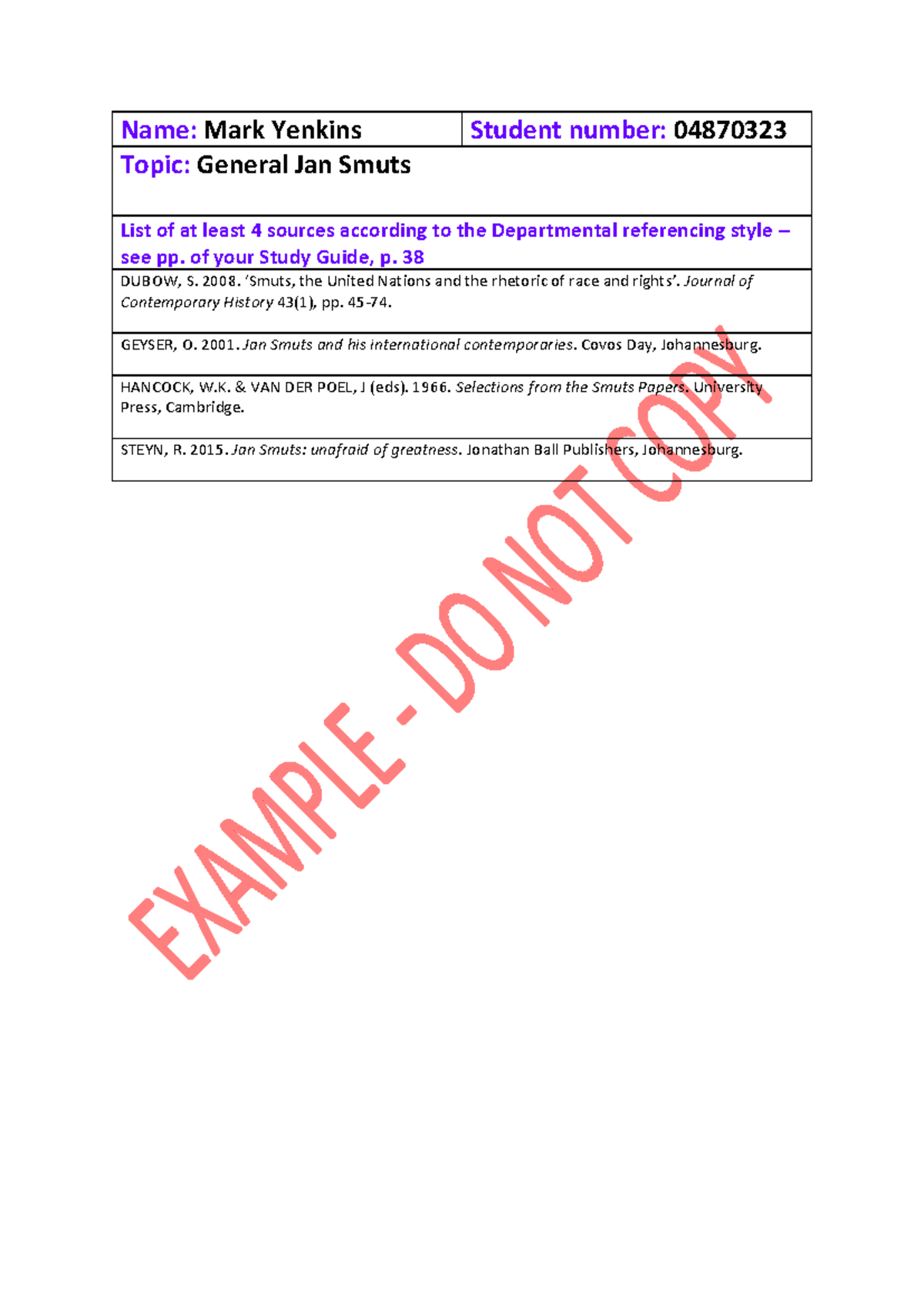Biography Topic & Source list Example - Name: Mark Yenkins Student ...