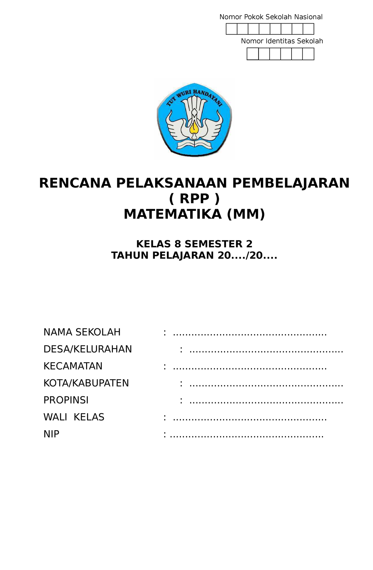 RPP 1 Lembar Matematika Kelas 8 Semester 2 www.kherysuryawan.id SMK