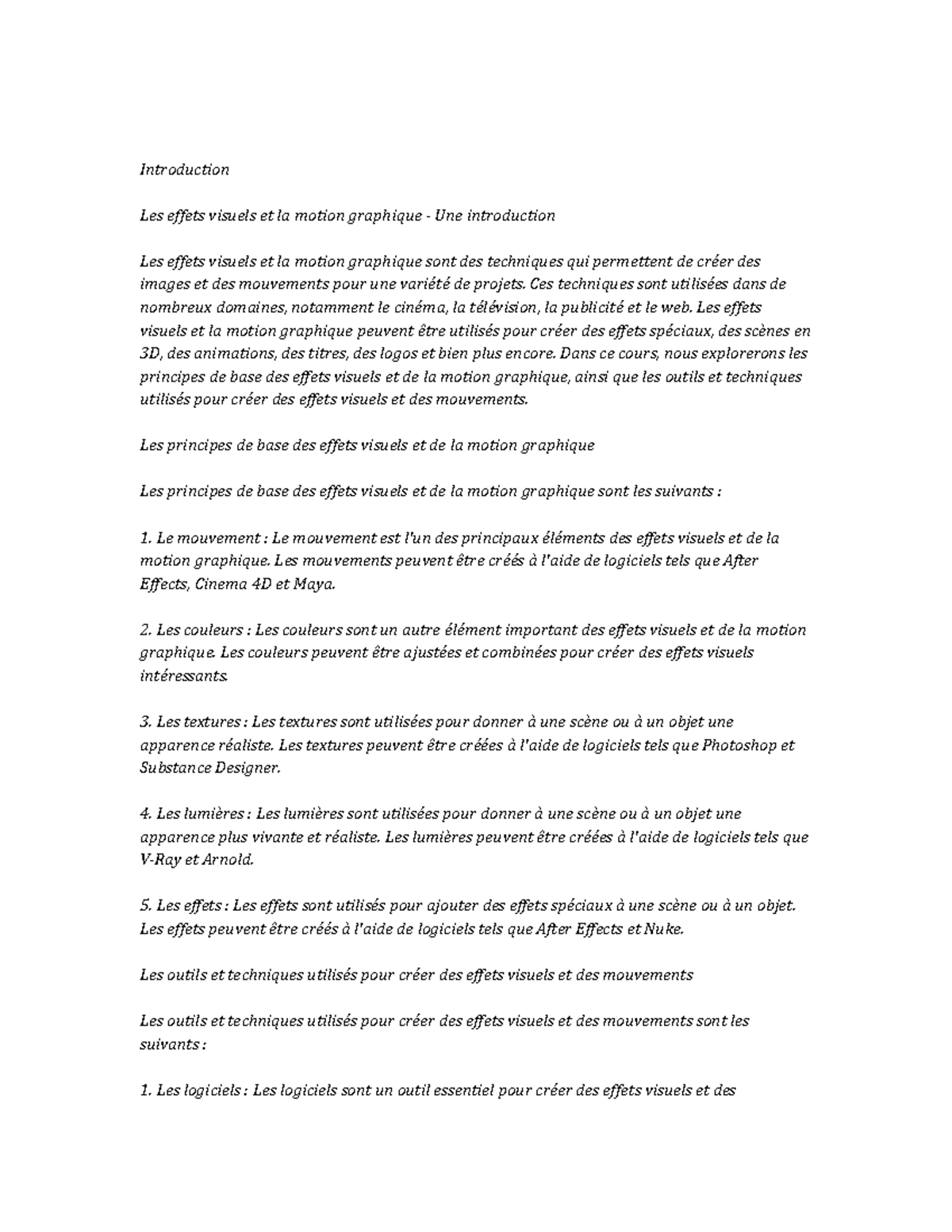 Visual Effects and Motion Graphics Study Notes - Introduction Les ...