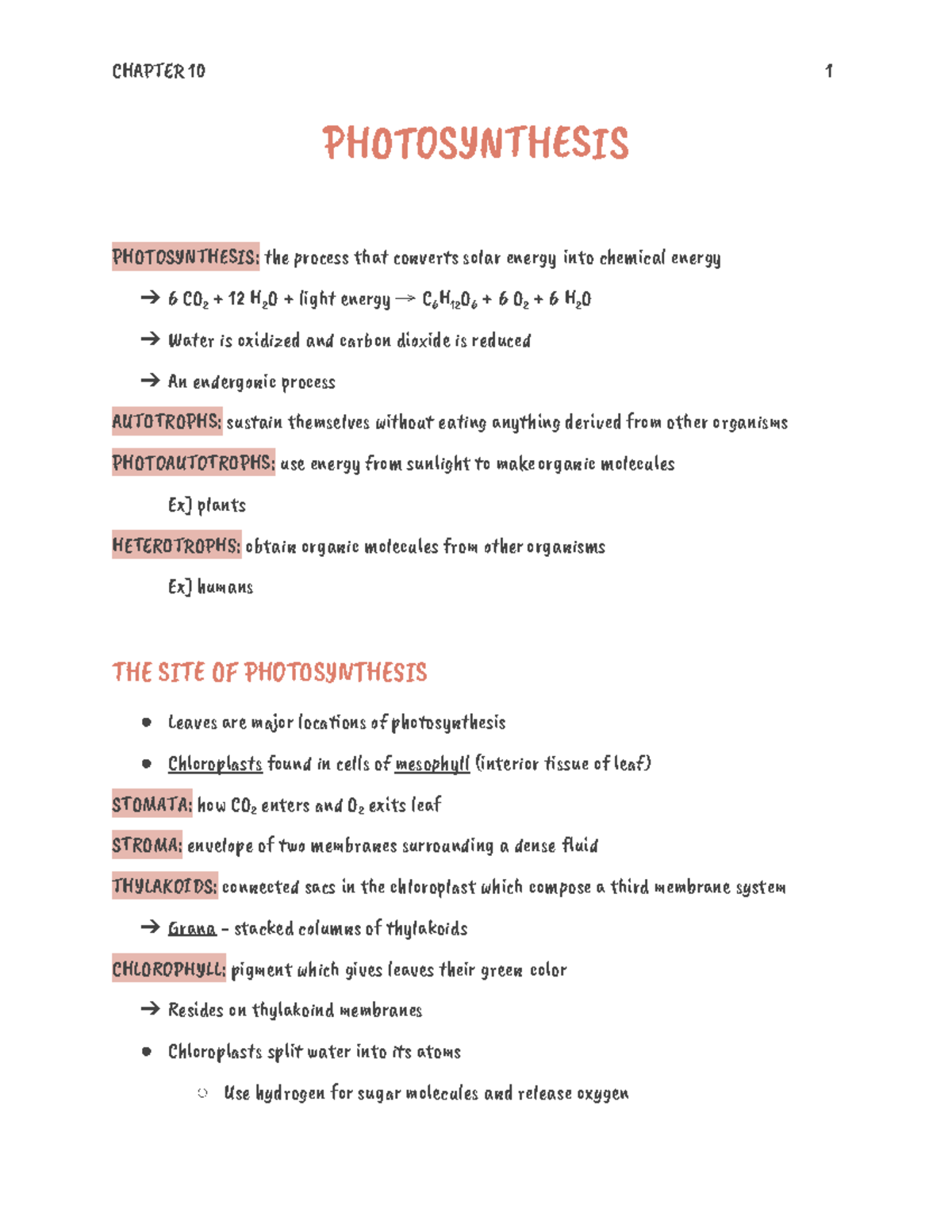 Chapter 10 Notes - Photosynthesis - PĄOåĀSÿāTĄČëIS PĄOåĀSÿāTĄČëIS: tße ...