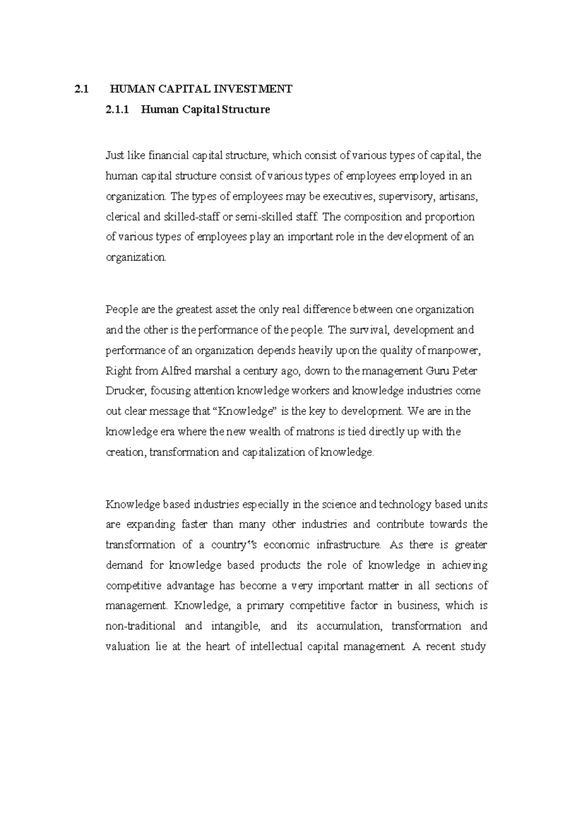 Human Capital Investment, Structure, Elements , Human Capital