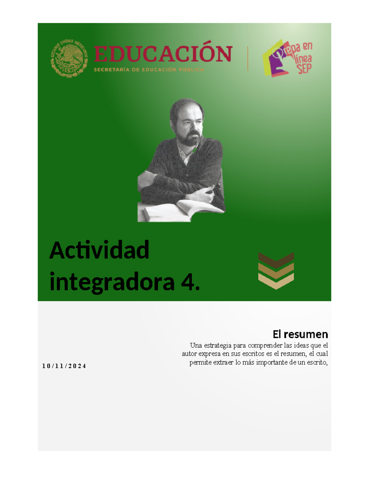 Tareas prepa en linea sep - Actividad integradora 4. ####### 1 0 / 1 1 ...