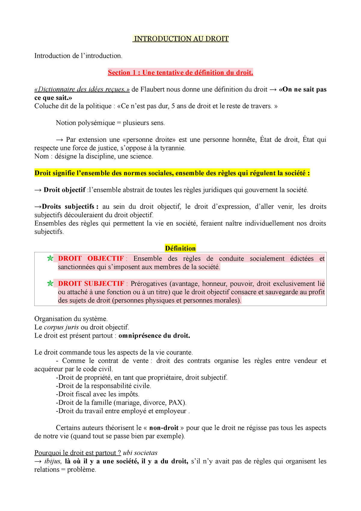 exemple dissertation introduction au droit