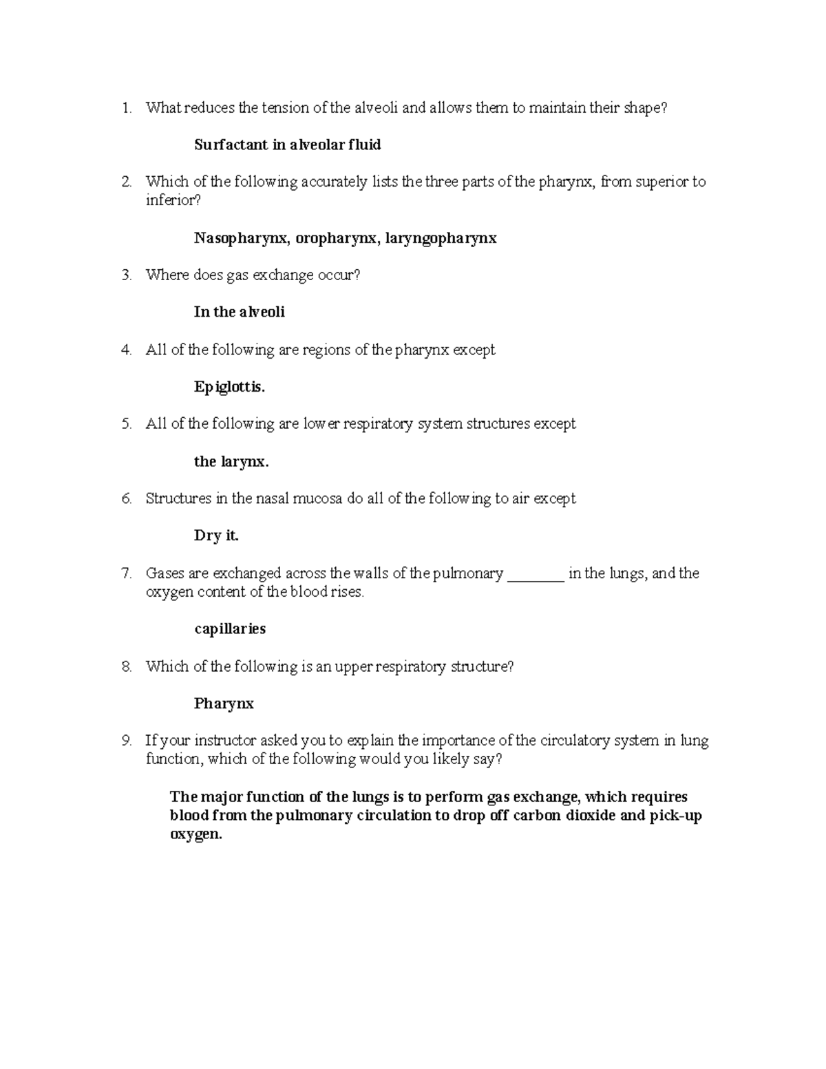 Respiratory System - Visible Body Quiz - What reduces the tension of ...