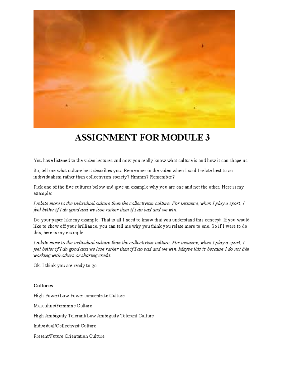 AN MOD 3 Assign - ASSIGNMENT FOR MODULE 3 You have listened to the ...