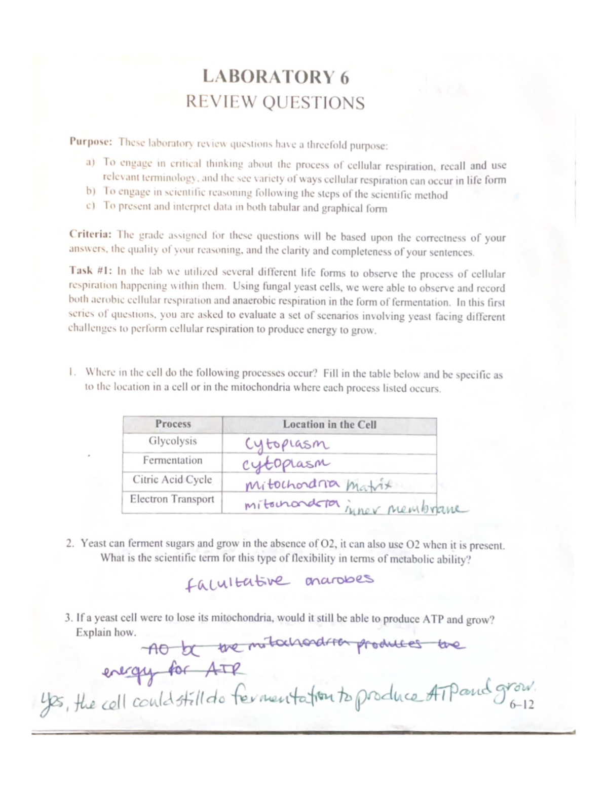 Laboratory 6 Review Questions - BSC 2010 - Studocu