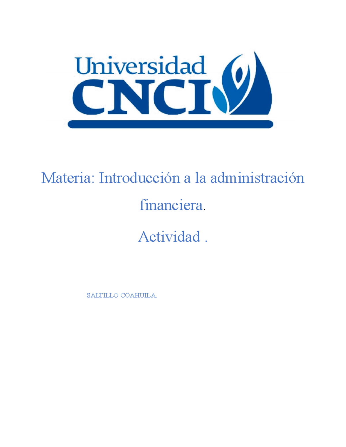 Actividad 1. Introducción A La Administración Financiera.... Linea ...