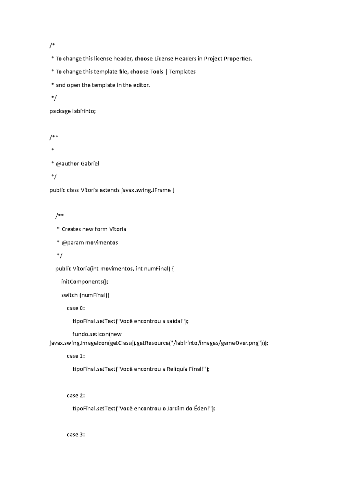 Vitoria Java - /* To change this license header, choose License Headers ...