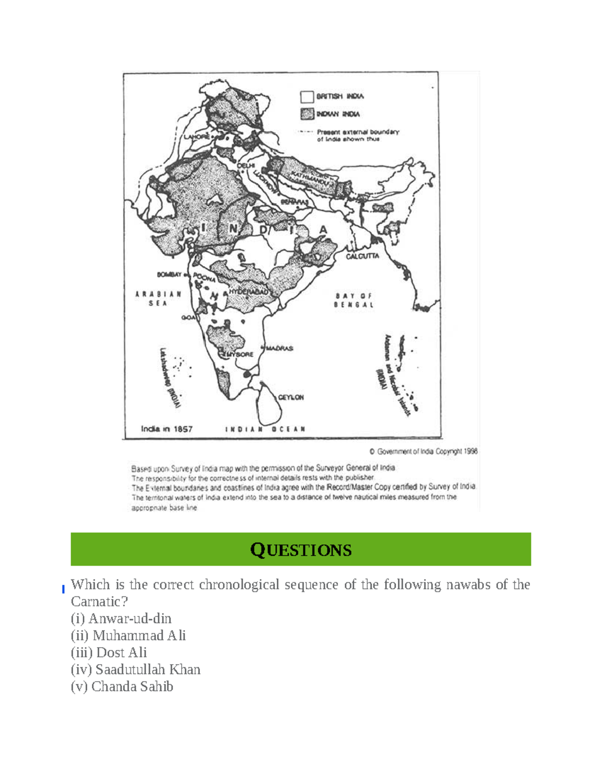 Modern history questions - QUESTIONS Which is the correct chronological ...