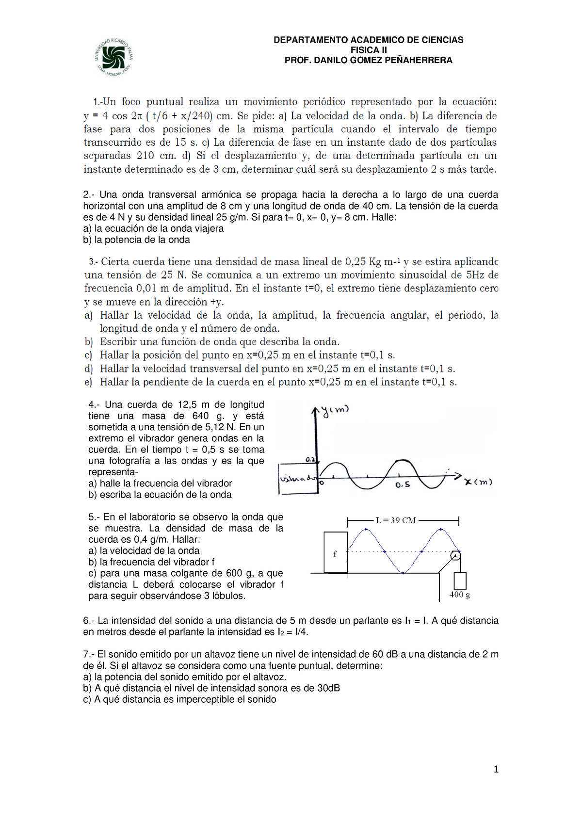 Separata DE Ejercicios 03 - Ondas Mecanicas - B - DEPARTAMENTO ...