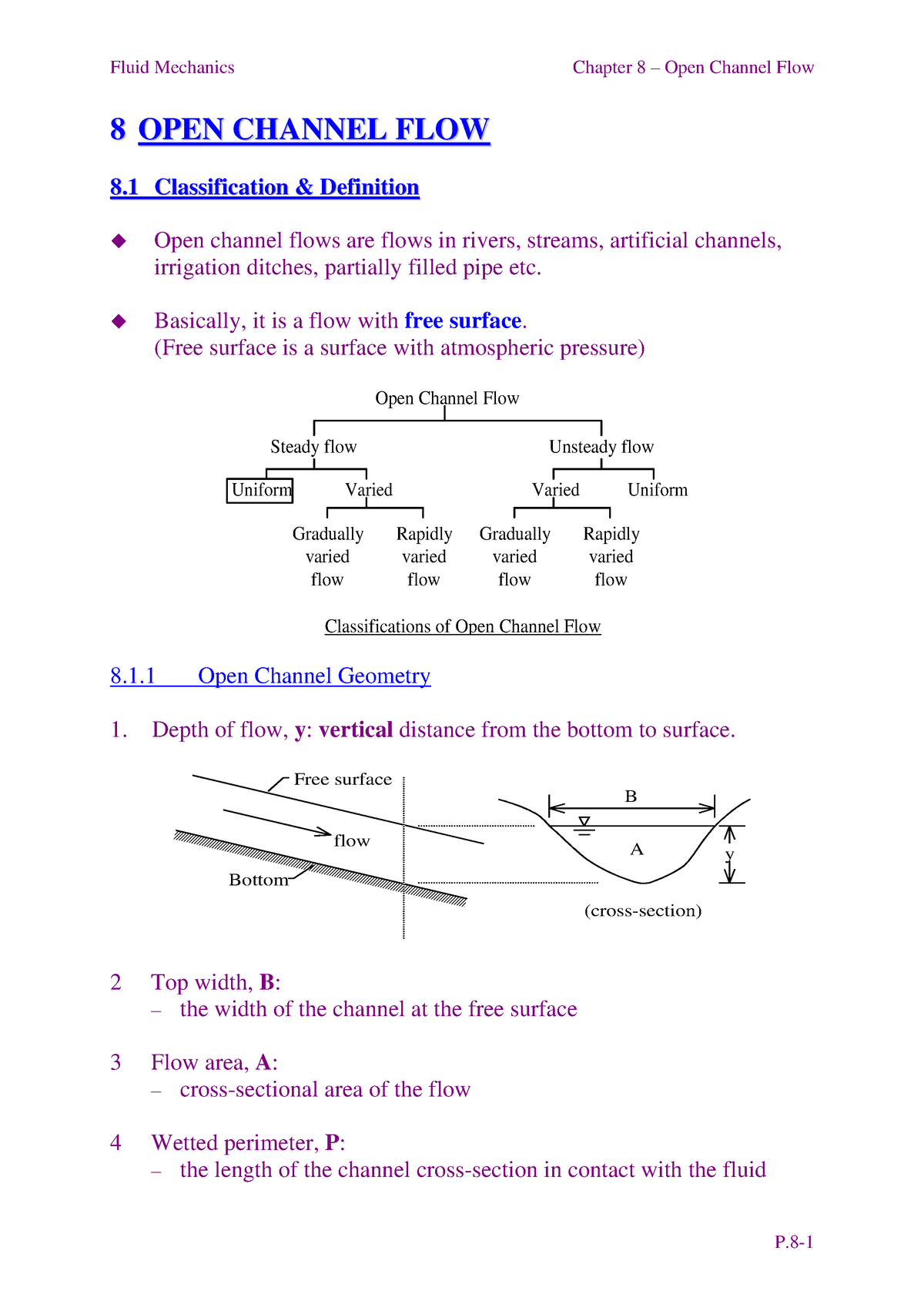 Fluid Mechanics Chapter 8 Open Channel Flow - 88 OOPPEENN ...