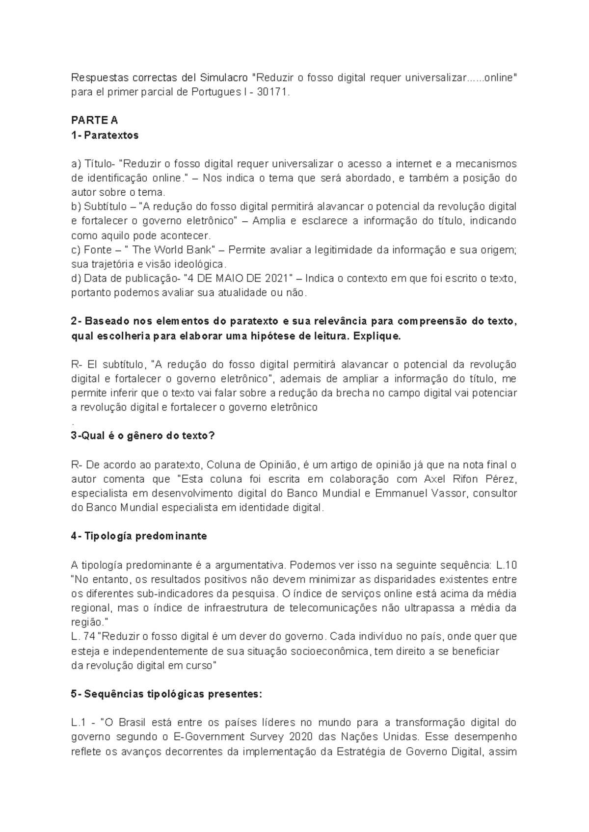 Respuestas correctas del Simulacro Reduzir o fosso digital requer ...