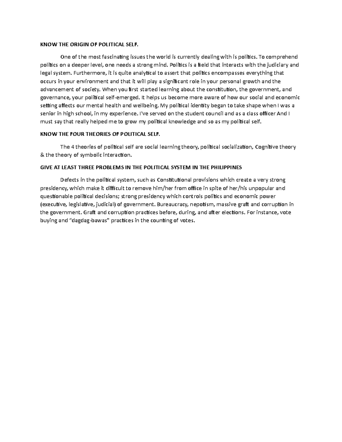 essay on politics pdf